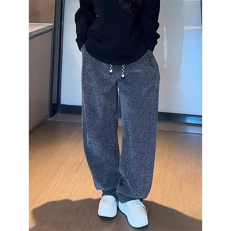 雪尼尔斜条纹复绒加绒加厚银丝斜条纹休闲裤男女垂感直筒裤K670,男装休闲裤,星座1116A（原606A-3）
