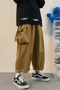 2025秋季装男女款ins潮中性风宽松大筒束脚裤休闲裤K442/P55图片