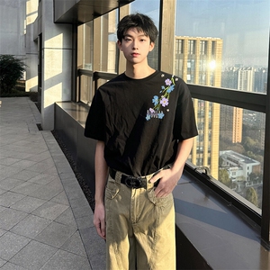 万针全刺绣解构设计260克重磅双纱纯棉高品质美式高街短袖T恤特39图片