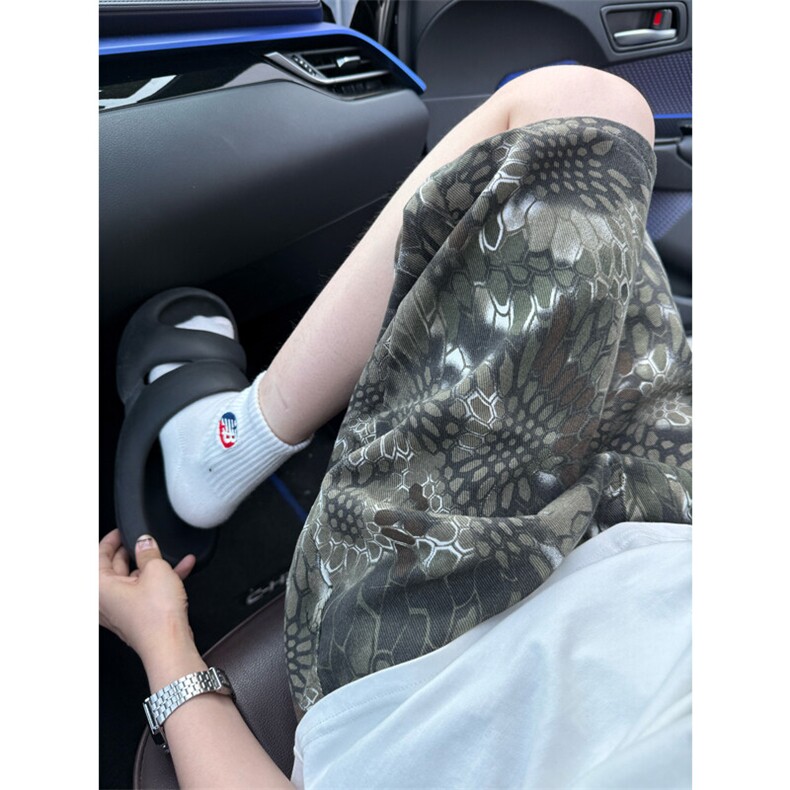 现货 夏季复古蛇纹迷彩五分工装牛仔短裤男女 K5918-特P35 控59图片