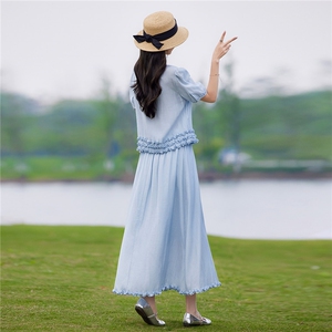 现货2026年夏季休闲风修身剪裁宽松型女通用型两件套轻薄透气图片