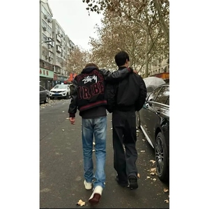潮牌高街字母ins外套男女春秋高级感痞帅夹克美式复古拼接棒球服图片