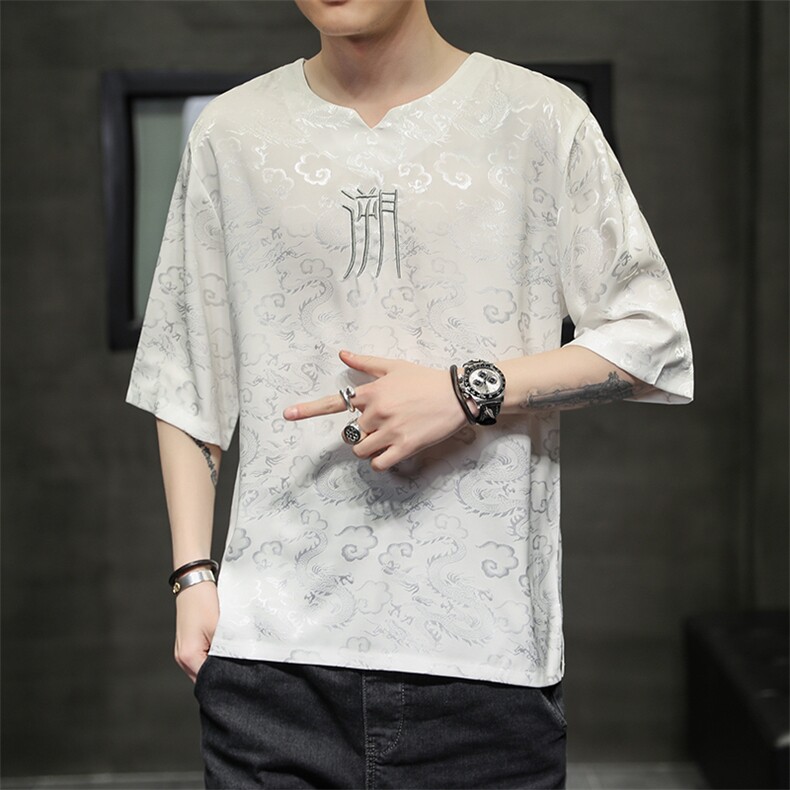 夏季风衬衫T恤潮提花时尚潮流T112-P55，男装T恤，电商A227