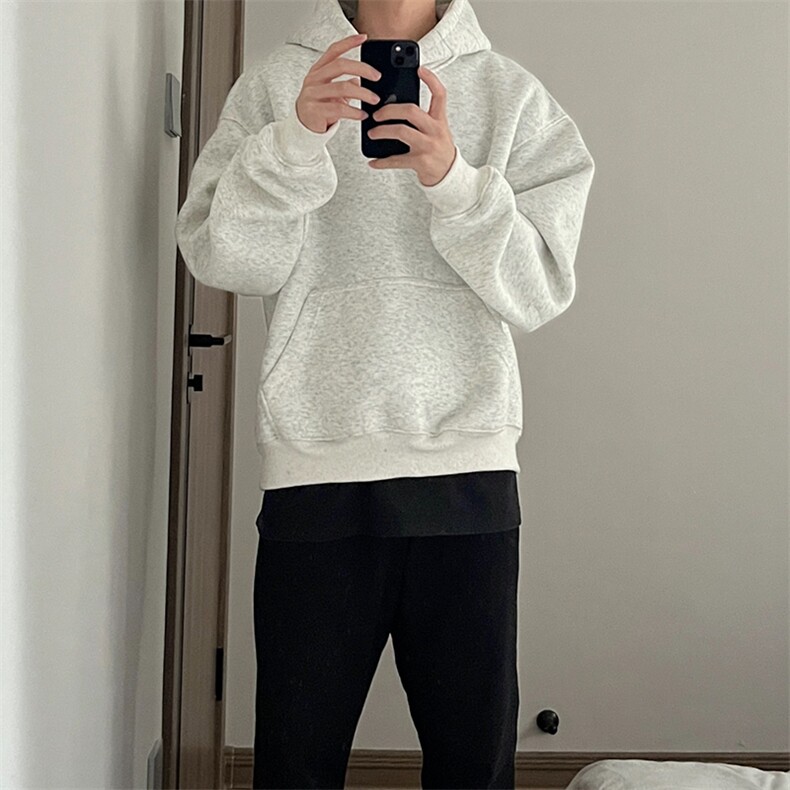 抖音得物高品质二开秋冬美式高街重磅结构辑明线连帽卫衣外套W75,男装卫衣,电商A486-1