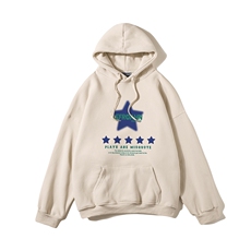 白底23新款秋季时尚百搭美式复古印花连帽套头外套W372P40控58，女装短外套，电商A247-1