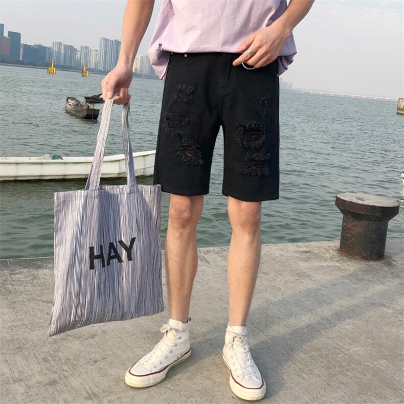 夏季破洞牛仔短裤男士五分潮流宽松休闲中裤男生潮牌insDK022-P35,男装牛仔裤,电商A318