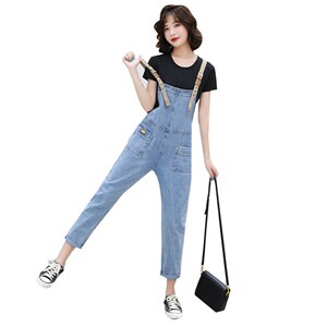 2021夏季女装春季牛仔背带裤女减龄新款韩版宽松洋气{码子偏小}图片