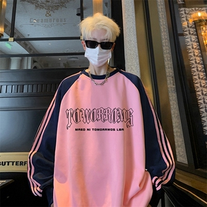 抖音得物供货 提供视频 秋冬重磅美式宽松织带圆领卫衣0750图片