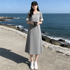 时尚休闲减龄套装女春款圆领扭结珠扣拼接假两件上衣阔腿裤两件套，女装套装/套裙，江南