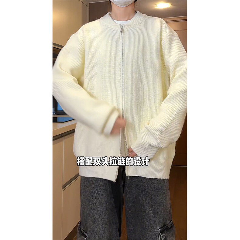 ！棒球领双拉链开衫针织毛衣男CP16-特p55,男装针织衫/毛衣,电商B371