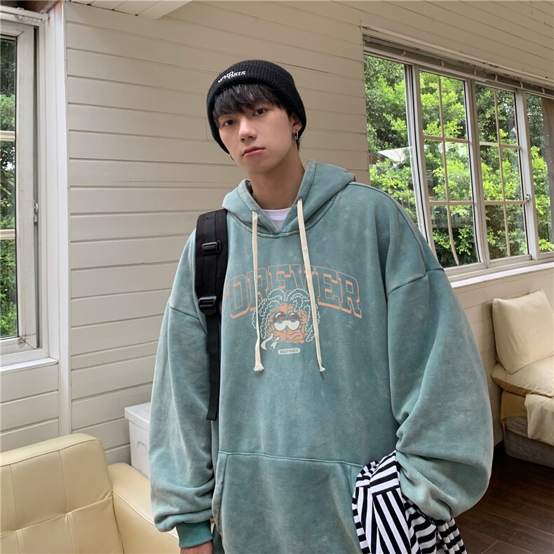 新款秋冬港风宽松连帽套头卫衣X5665-常规P70控88-加绒P80控98,男装卫衣,电商A061-1