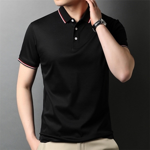 夏季男士2023新款短袖POLO衫休闲纯色翻领无痕上衣纯棉T恤男P60图片