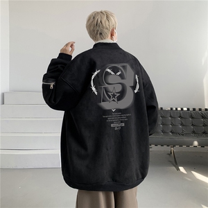 24春秋款美式复古麂皮绒飞行棒球服男女夹克外套JF3304-P80控108图片