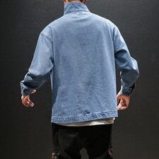 秋装日系套头宽松大口袋印花牛仔卫衣潮男立领魔术贴外套JK07/P75，男装卫衣，星座608A