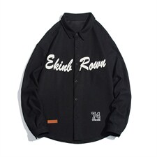 1白底华夫格大码M-5XL日系潮流情侣七分袖衬衫男QCS7010P45控59，男装衬衫，星座226-2