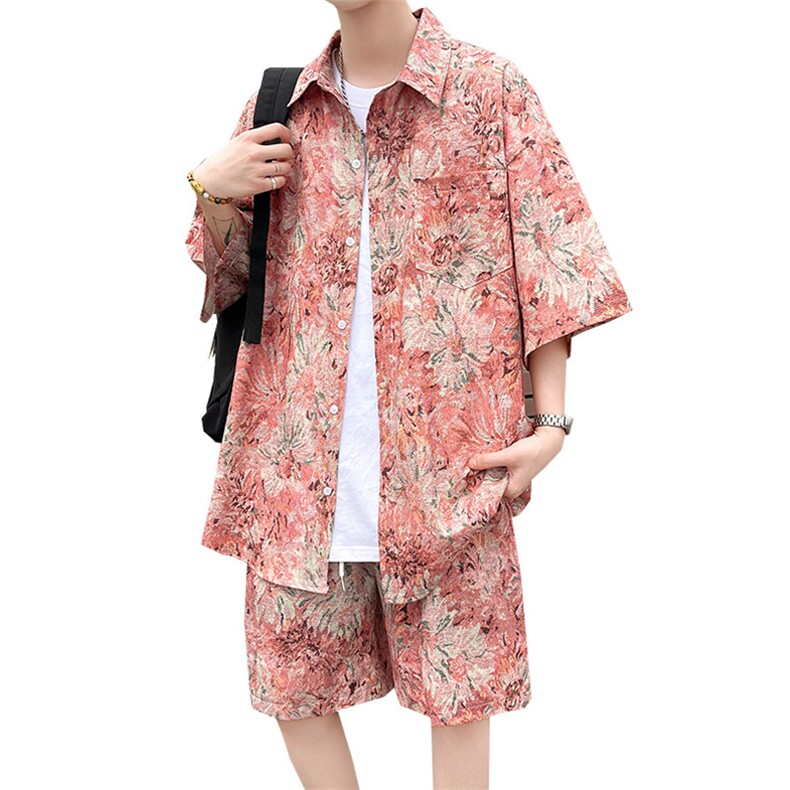 夏季海边沙滩男女同款休闲套装潮牌宽松大码XZ102B-1-TZ2561P55,男装休闲套装,星座102B-1