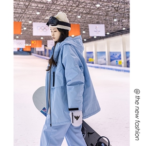 冬季防水防风连帽中性风男女同款加厚保暖时尚滑雪服外套M42-P165图片