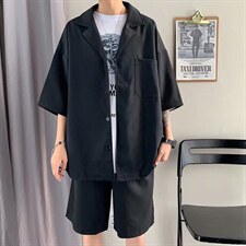 新款小西服短裤套装ins港风夏季宽松韩版半袖上衣外套潮x433-p50,男装西服套装,星座1008-1