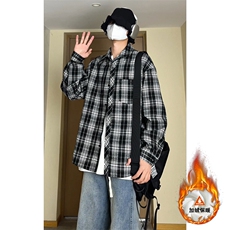 韩版潮流复古格子大码翻领男女长袖衬衫C2196-特P28/CJ9736-特P40，男装衬衫，电商A007