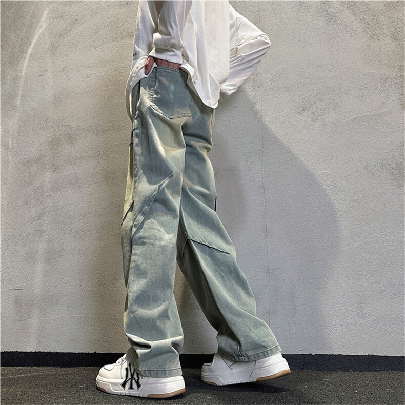 k1085-p55-控78S-3XL现货折皱宽松cleanfit牛仔裤,男装牛仔裤,星座116