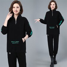 长期大货现货！早秋冬季新款休闲运动加绒卫衣裤两件套装女宽松，女装套装/套裙，璐依舞