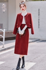 2024秋冬设计感小香风时尚套装小个子外套A字裙短两件套20毛，女装毛呢外套，韩宇舍