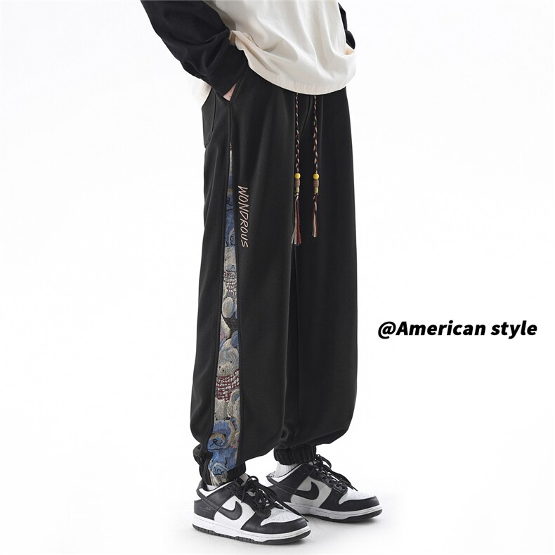 潮流大码宽松小熊拼接束脚休闲长裤运动裤K8460-P30【特价】，女装休闲裤，电商A007