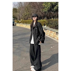 春秋日系麂皮绒外套男生宽松休闲百搭潮牌痞夹克上衣男W6482-P67，男装夹克，星座412-1
