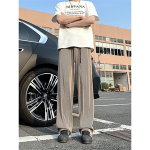A178 XK458 新款夏季薄款男直筒长裤冰丝休闲宽松垂感阔腿卫裤图片