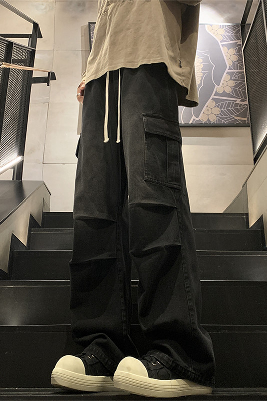 秋季新款工装打褶牛仔裤XZ604-KN14-P50控78,男装牛仔裤,星座604
