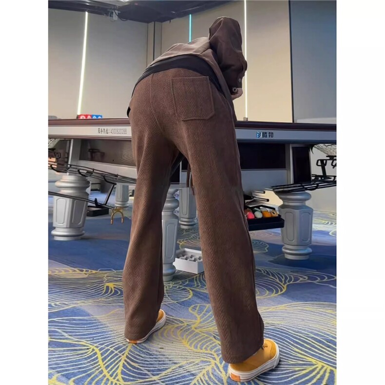 美拉德棕色人字纹卫裤男cleanfit加厚裤子运动休闲裤LWY122-P40,男装休闲裤,星座1008