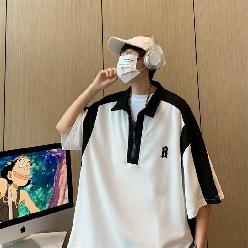 青春流行文艺简约潮POLO衫ins宽松型夏季男印花新款潮流2023，男装Polo衫，星座716-2