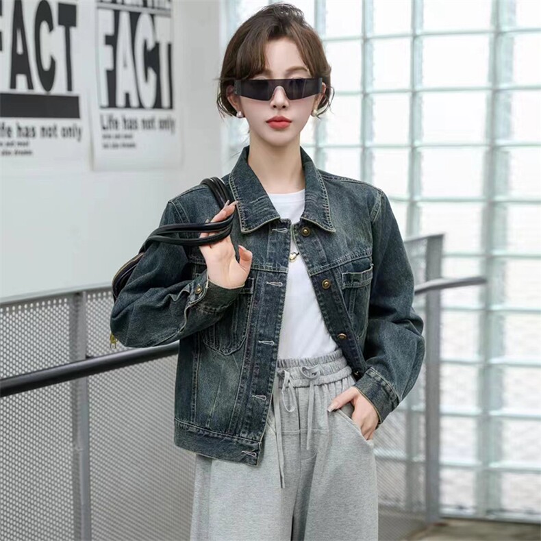 小个子欧货牛仔外套短款女士2024春秋季新款流行漂亮减龄夹克上衣，女装牛仔外套，江南女神