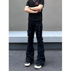 美式复古hiphop重工多口袋嘻哈街头高街喇叭牛仔裤K71526-P50网图，男装牛仔裤，电商B245