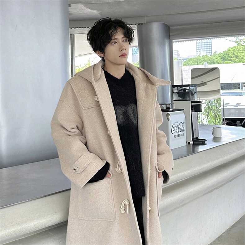 N906P158高端毛呢外套秋冬高级感学院风复古时尚氛围感长款大衣，男装毛呢大衣，电商A170