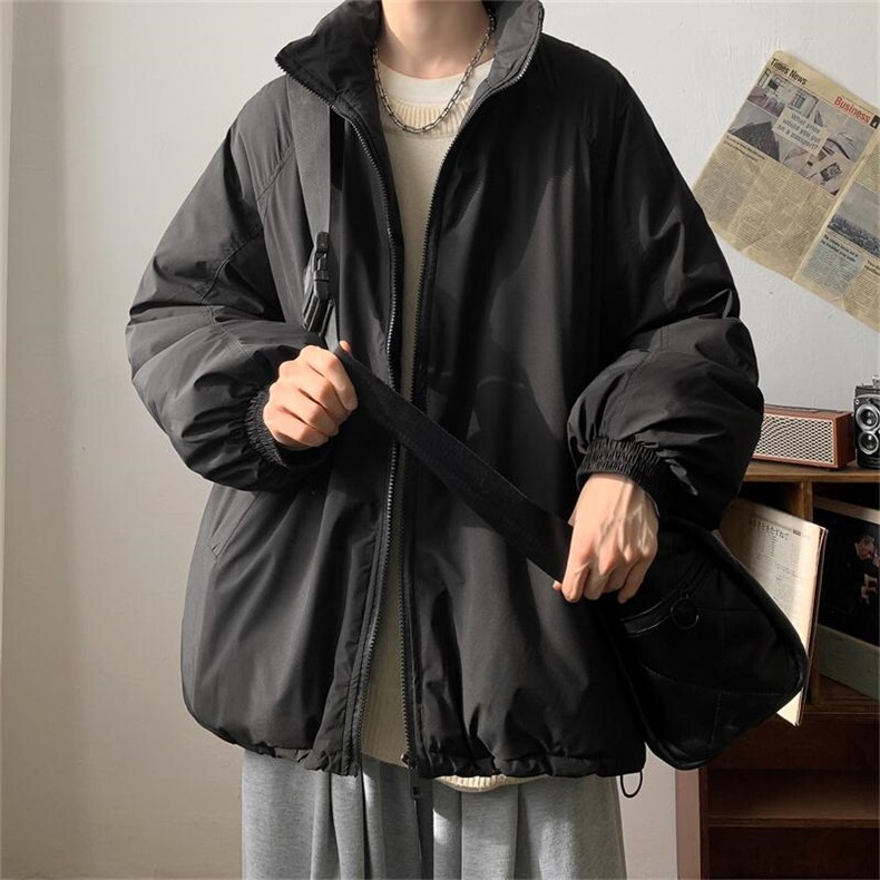 1506/MQ2/P85 立领日系复古潮牌棉衣冬季纯色棉服简约基础款棉袄图片