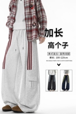 三条杠运动裤男加长版高个子裤子190cm115直筒阔腿工装裤KZ075P55，男装工装外套，电商B312