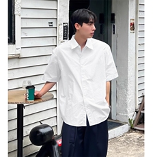 抖音得物二开高品质25夏季中性风冰丝休闲衬衣垂感宽松上衣DT21，男装衬衫，电商A486-1