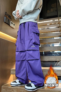 8XL-M美式机能加绒加厚冲锋裤男冬季宽松大码刺绣工装裤KZ020P50图片