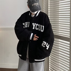 冬季棒球领棉衣外套男羊羔绒刺绣潮青少年港风潮流加厚棉服Y115，男装夹克，星座1116A-1（原606A）