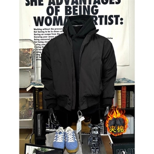 美式飞行夹克棉服男秋冬巴恩风廓形短款加厚棉衣不臃肿轻量化外套,外套女长款开衫毛衣外套搭配什么鞋子图片