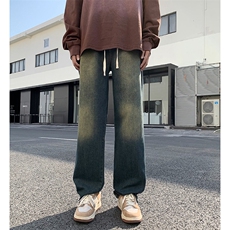 美式ins高街hiphop抽绳松紧腰重工业水洗牛仔裤货号K2330P45控68，男装牛仔裤，电商A063