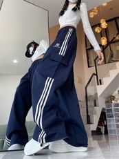美式复古紫色工装牛仔裤女大码胖辣妹高腰宽松阔腿多巴胺裤子，男装休闲裤，星座716-2