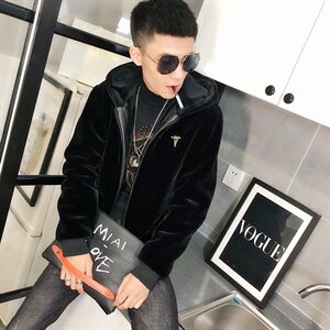 1仿皮草加绒棉服社会小伙加厚帅气男棉衣保暖外套C301B-PC01图片