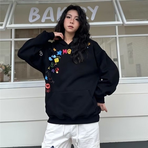 印花卫衣男女2025年春秋季韩版新款连帽宽松上衣打底衫港风潮流图片