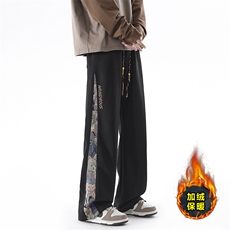 小熊拼接宽松直筒休闲长裤加绒加厚KJ8572-特P35/常规K8461-特P30，男装卫衣，电商A007