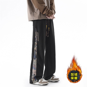小熊拼接宽松直筒休闲长裤加绒加厚KJ8572-特P35/常规K8461-特P30图片