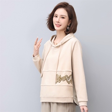 2023年春夏季宽松拼接绣花连帽卫衣，女装卫衣/绒衫，叶笙衣