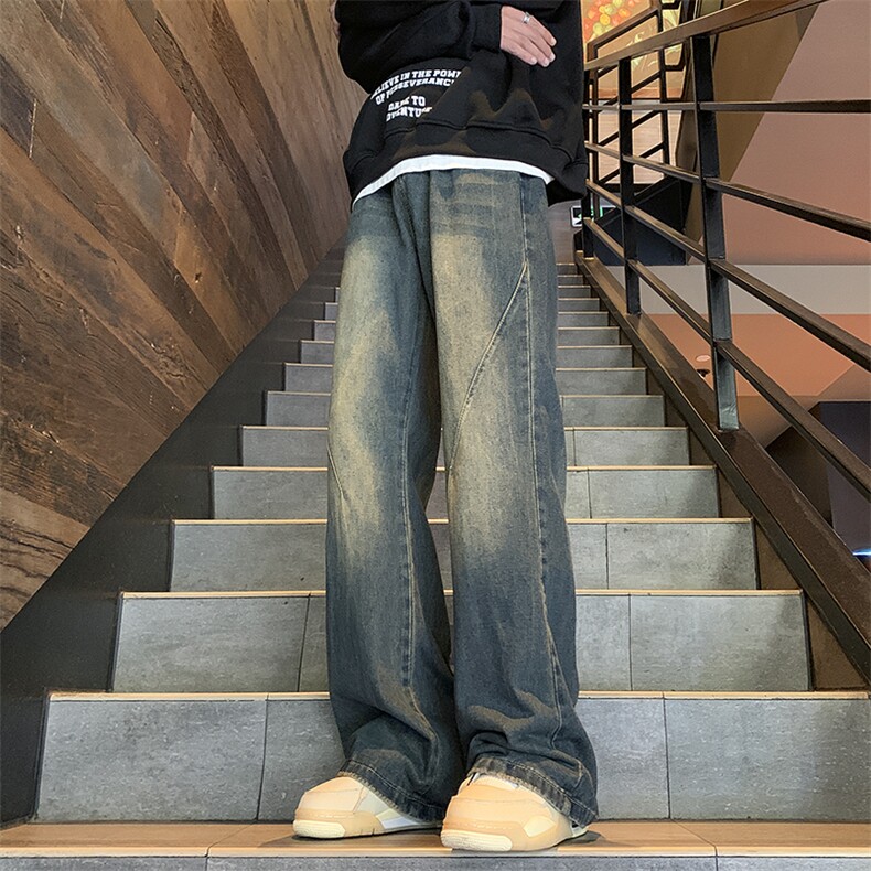春秋现货差价大宽松直筒拖地牛仔裤中性喇叭裤潮GK06-P60限价78,男装牛仔裤,星座310A-1