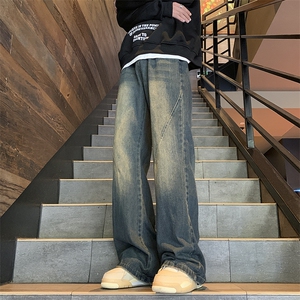 春秋现货差价大宽松直筒拖地牛仔裤中性喇叭裤潮GK06-P60限价78图片